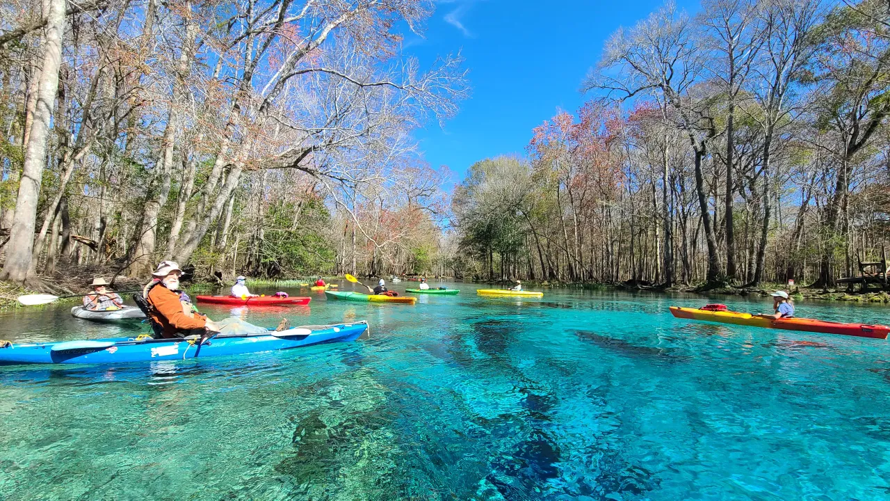 Kayakers on a North Florida spring run