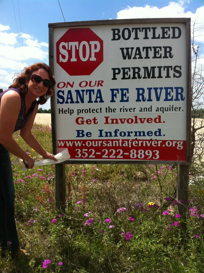 Sign opposing bottled water permits on the Santa Fe River
