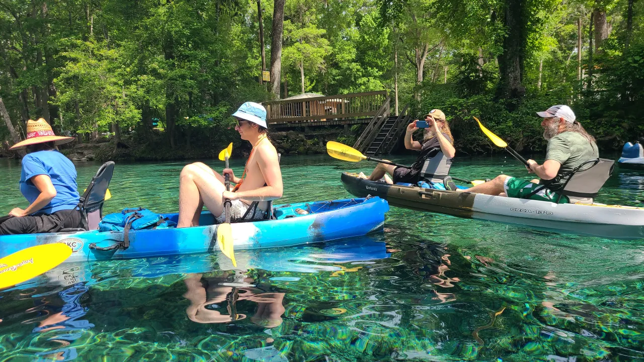 Paddlers on a North Florida spring run
